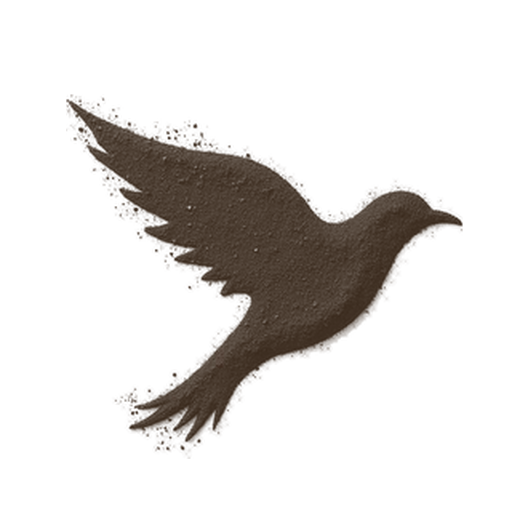 Bird, drawn in coffee grounds