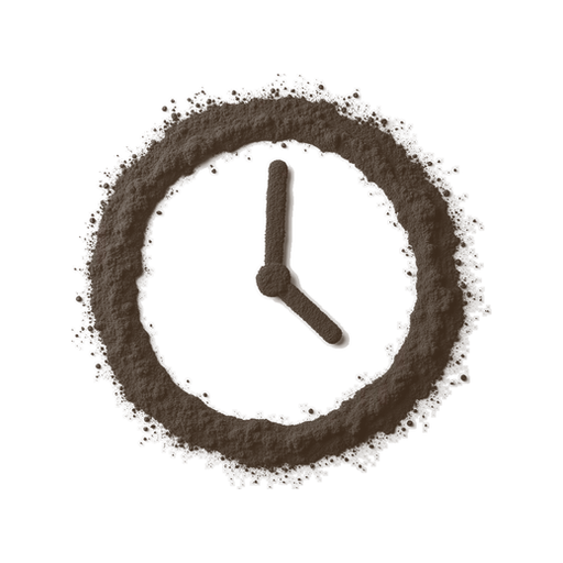 Clock, drawn in coffee grounds